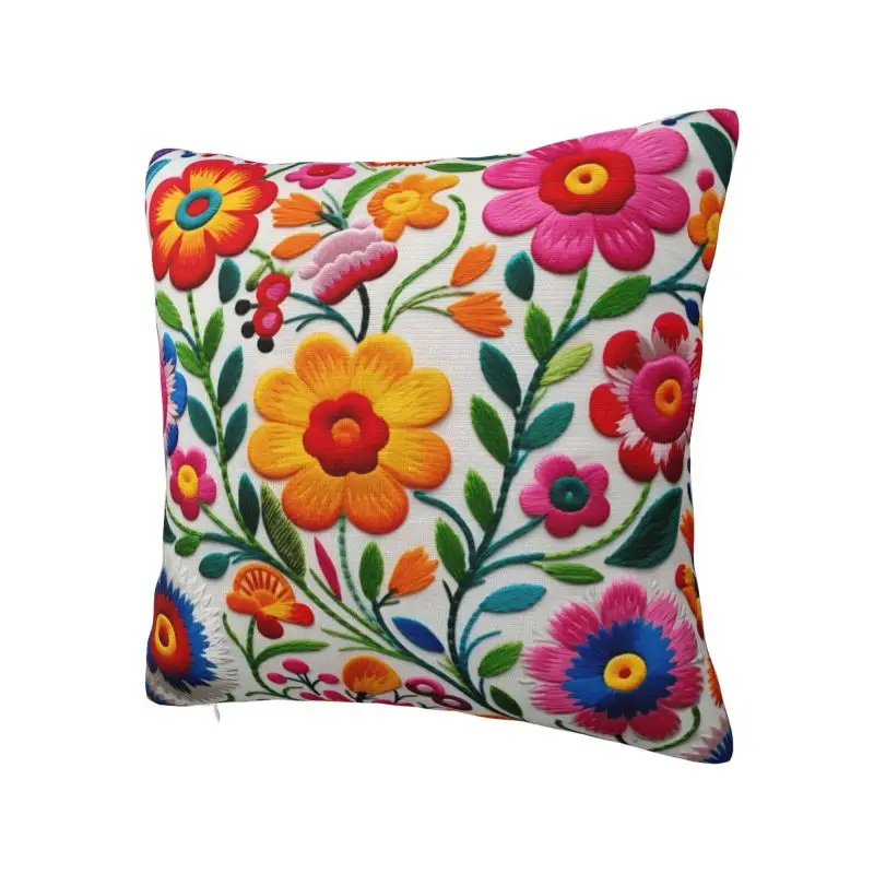 Nordic Style Mexican Flowers Pattern Cushion Covers 60x60cm Velvet Pillow Case for Sofa Square Pillowcase Decoration