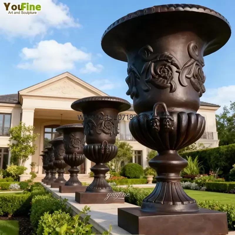 Wmwmnu for YOUFINE Customizable Outdoor Garden Antique Metal Bronze Flower Pots Large Copper Planters for Hotel Villa Decor