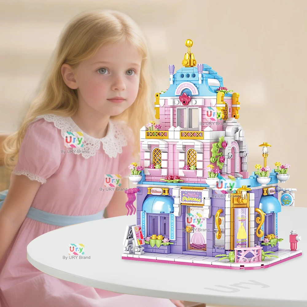 City Street View Series Friends House Shop Fashion Clothing Store Retro DIY Toys Architecture MOC Building Blocks for Kids Gift