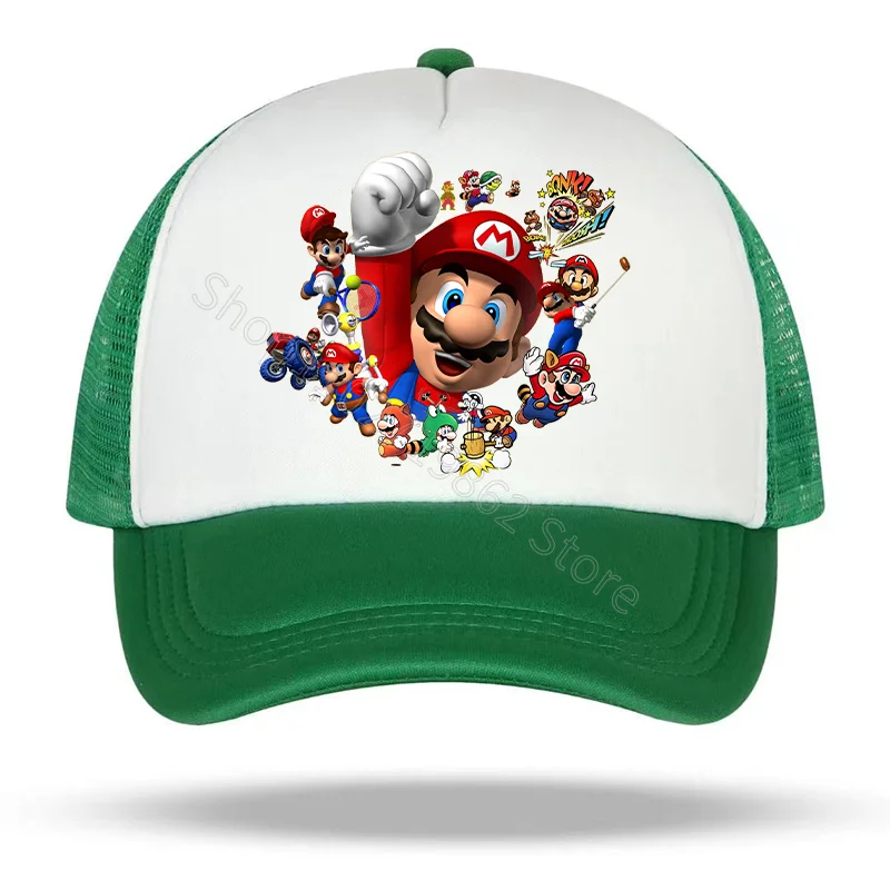 Super Mario Bros Hats Princess Peach Luigi Bonnets Cartoon Game Character Graphic Print Bonnet Shade Caps Birthday Party Gifts