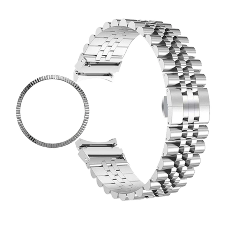 

No Gaps Strap+Ring Bezel for Samsung Galaxy Watch 6 Classic 43mm 47mm Stainless Steel Bracelet Galaxy Watch 4 Classic 46mm 42mm