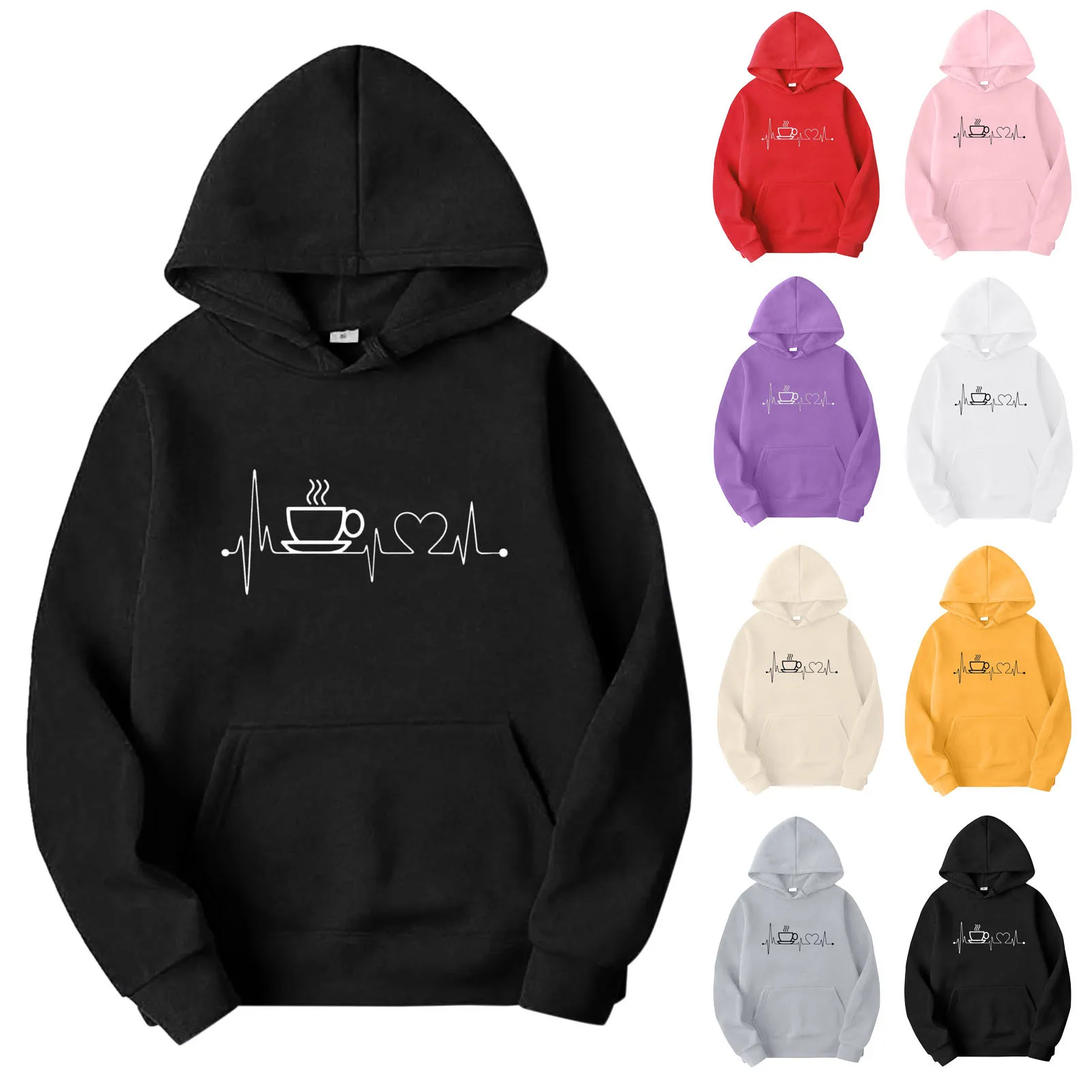 

Womens Casual Electrogram Print Long Sleeve Sweatshirt Hooded Sweatshirt Top Autumn Hoodies Loose Sweatshirt Hoodies