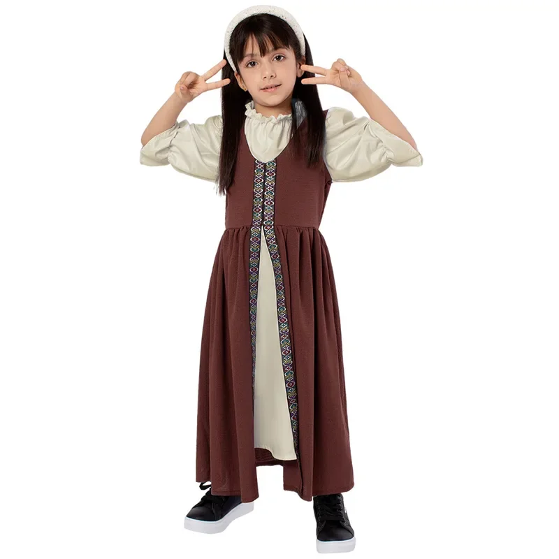 Women's Halloween dress new mileval retro cosplay costume CHILDREN'S long dress kindergarten stage performance costume