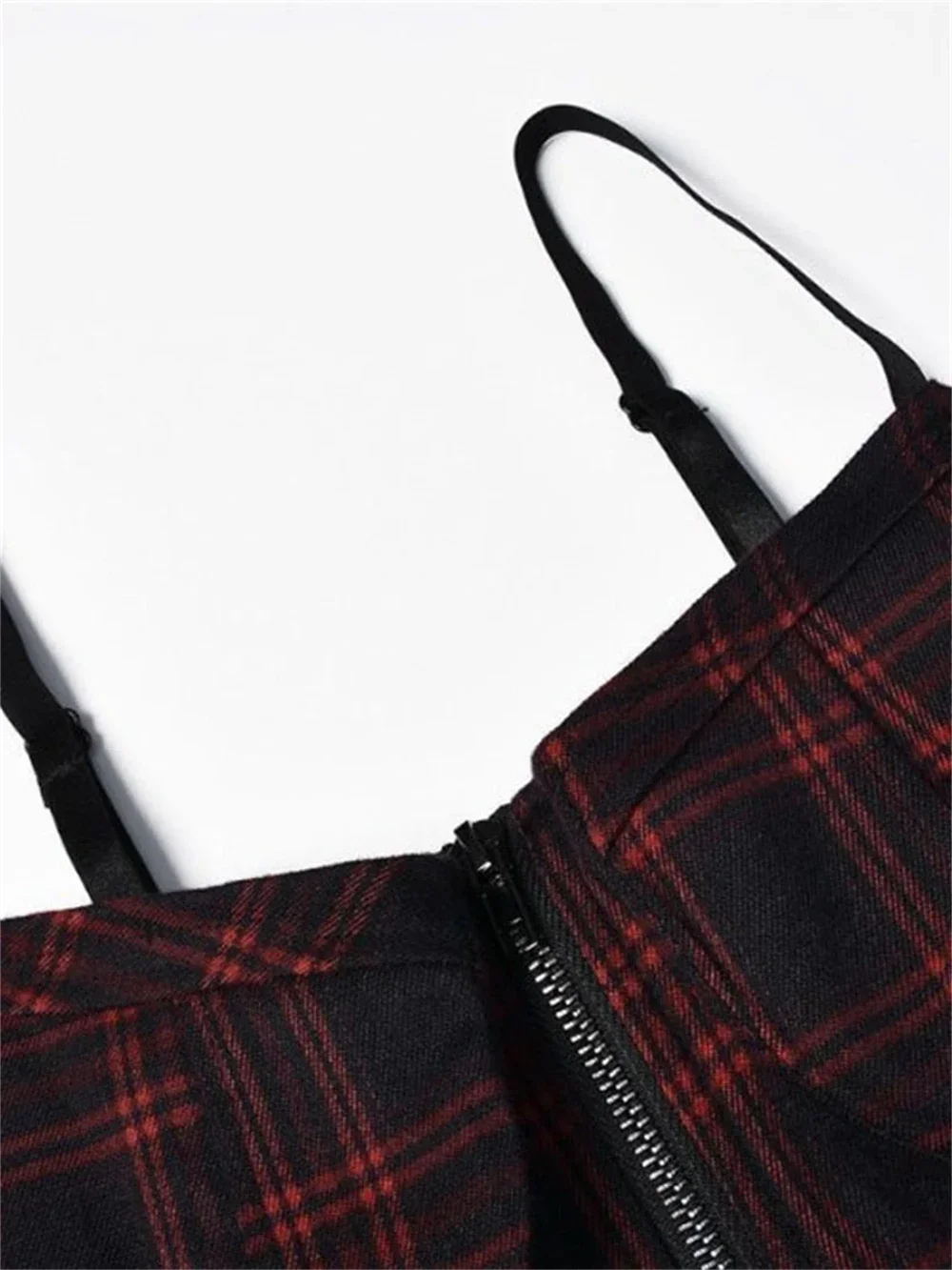 Abito scozzese Lolita gotico Mini Jurken Emo Strap Y2K Egirl Punk Abiti a pieghe 2025 Streetwear Vestido Feminino sdffdfs2