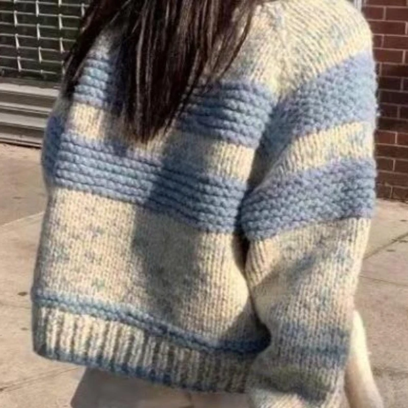 

Retro Lazy Wind Lapel Zipper Thick Sweater Cardigan Women's Loose Thick Knit Coat in Autumn and Winter 2025