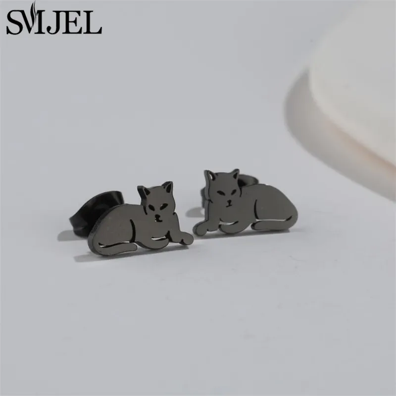 SMJEL Mini Stainless Steel Animal Earrings for Women Cartoon Koala Fox Bunny Tiger Horse Earings Punk Pterosaurs Studs Girl Gift view 5