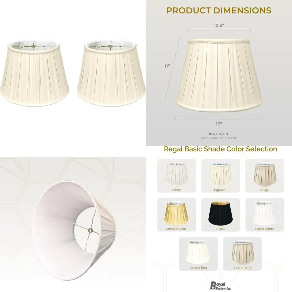 

Английские плиссированные круглые базовые абажуры, льняной бежевый, 10,5 x 16 x 11, набор из 2 шт., стиль Empire, высококачественная ткань