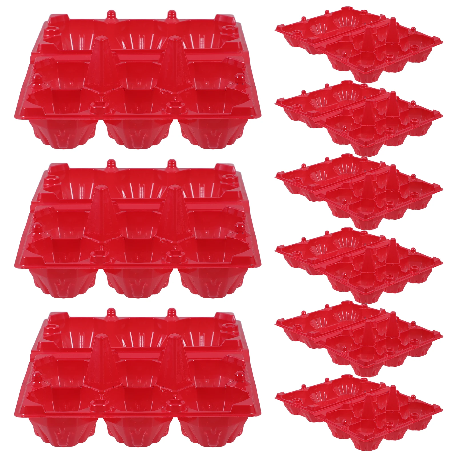 

10pcs Egg Cartons Red Storage Container Packing Empty Slots Holder Thickened Fridge Organization Lightweight Portable Egg Tray