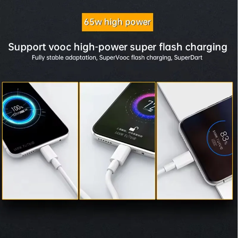 For Realme USB Type C Cable Phone Cables 65w 80W Super Fast Charge Super Dart Vooc for Realme 12 13 14 pro 9i Neo GT V60 OPPO