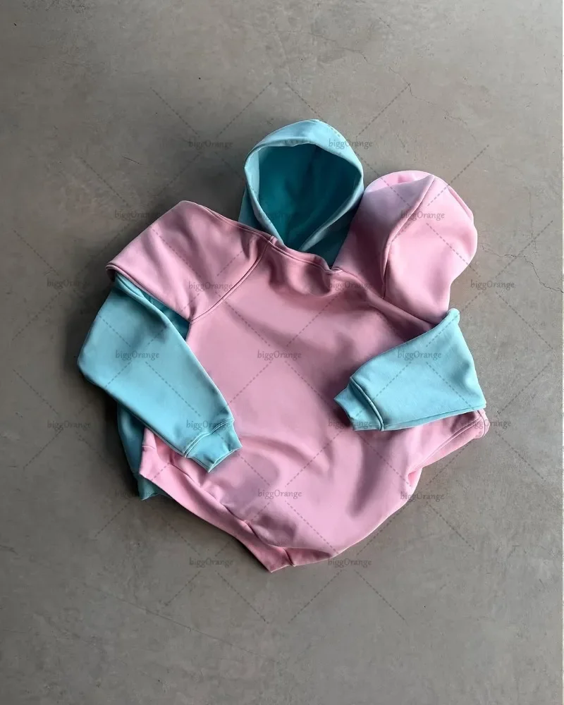 

Y2K Harajuku couple Solid Color Zipper Sweatshirt Fashionable Casual Versatile Clothing Trendy Street Super Large Loose Hoodie