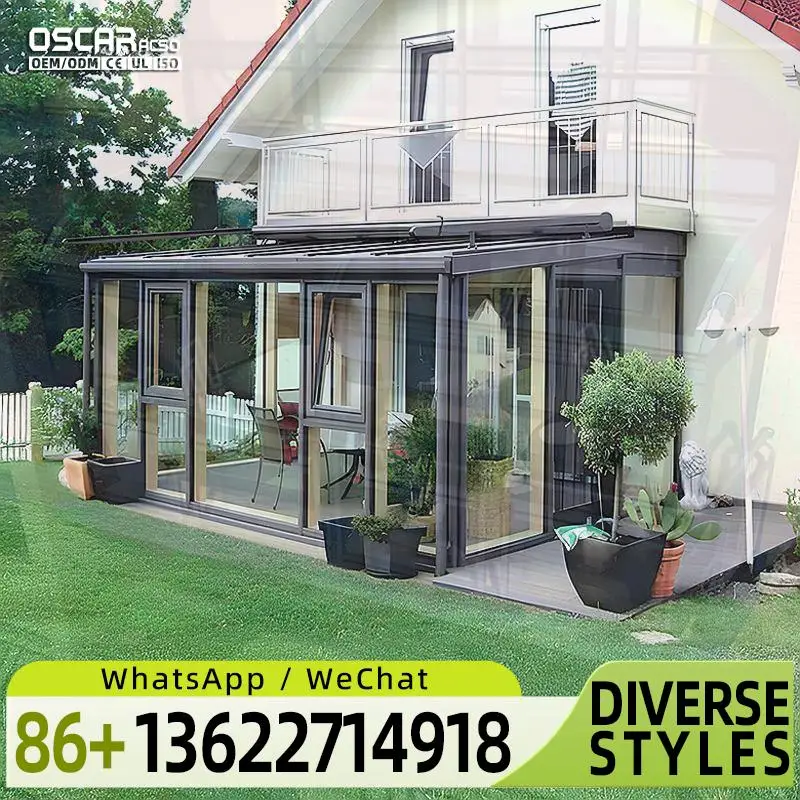 Modern Glass Skylight for Sunroom with Aluminum Alloy Frame and Stainless Steel Screen Netting Folding Horizontal for Home Offic