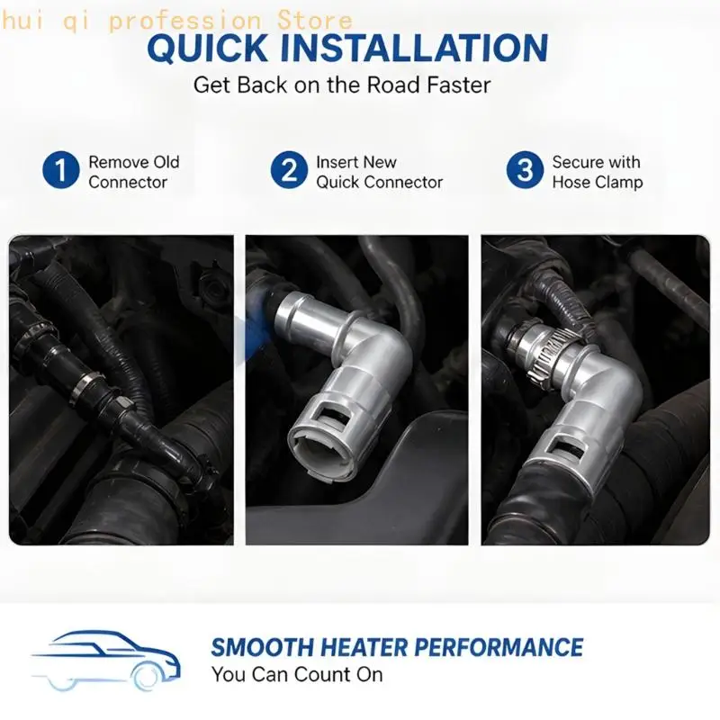Kfz-HVAC-Schlauchanschluss 3/4 Zoll x 3/4 Zoll 800-418, 90-Grad-Heizungsschlauchverbindung aus Metall mit Befestigungsband – Detail 3
