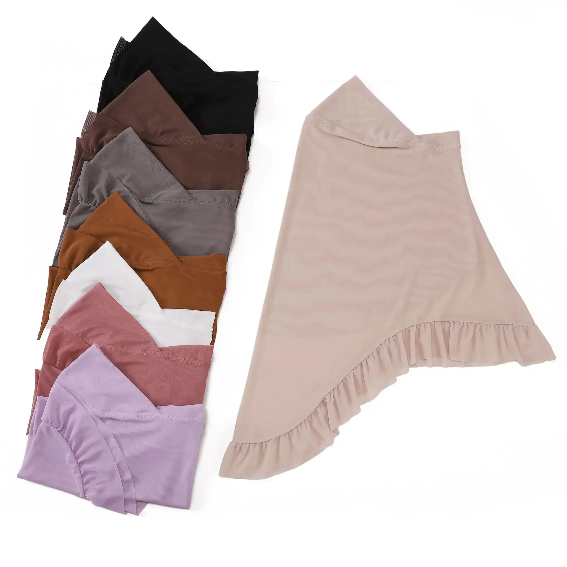 

One Piece Amira Muslim Women Hijab Ruffles Instant Scarf Turban Niqab Nikab Islam Prayer Hijabs Head Wrap Pull On Headscarf Hat