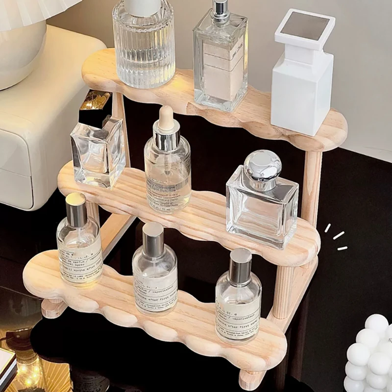 2/3 Tingkat Tampilan Riser Berdiri Rak Kayu untuk Organizer Parfum Rak Display Parfum Gambar Tampilan Kasus Rak Penyimpanan Boneka