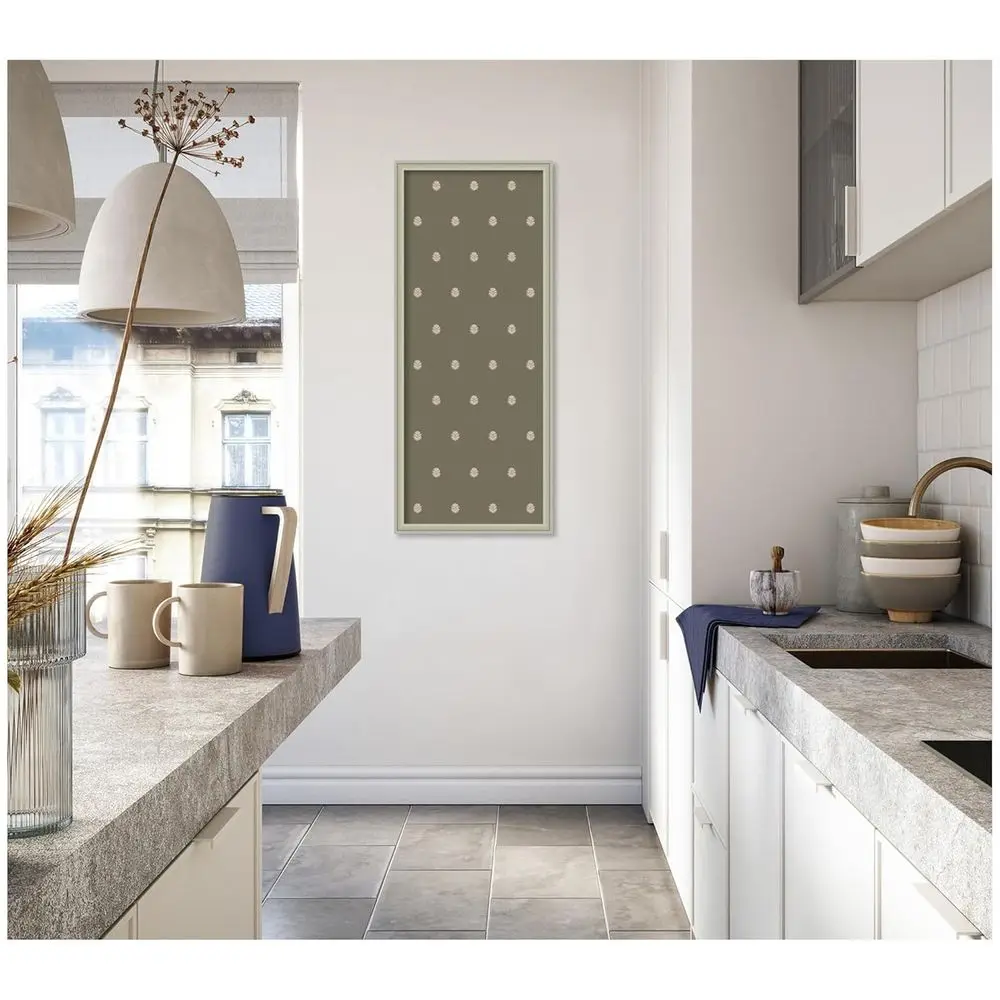 لوح كتان نباتي أخضر، مقاس 18 × 42، مع إطار بني متوسط للوحة الرؤية أو تنظيم الحائط