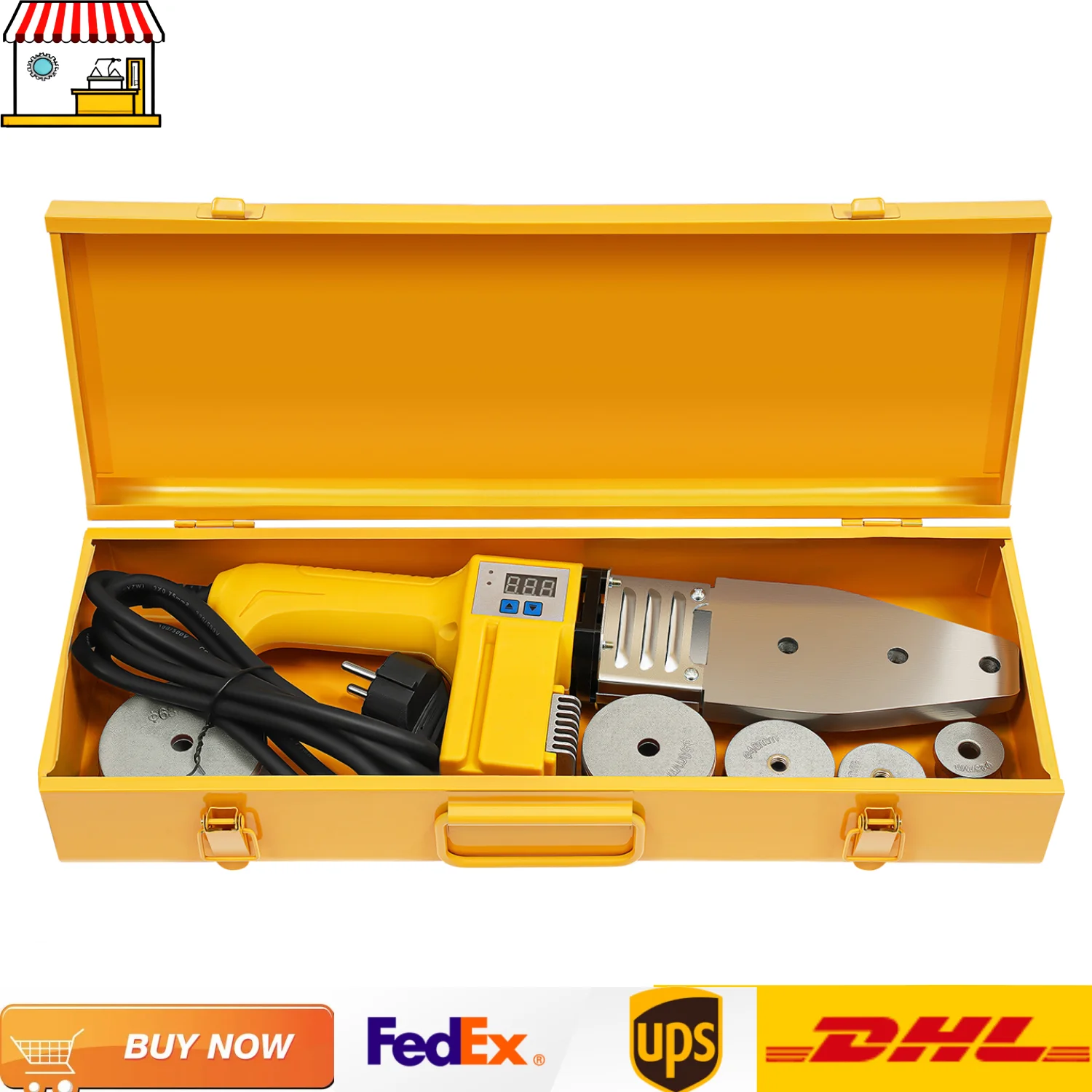 Máquina de soldadura de tubos con troqueles de 20/25/32/40/50/63 mm |   Soldador de tubos de plástico de 220V 850w |   Pantalla digital