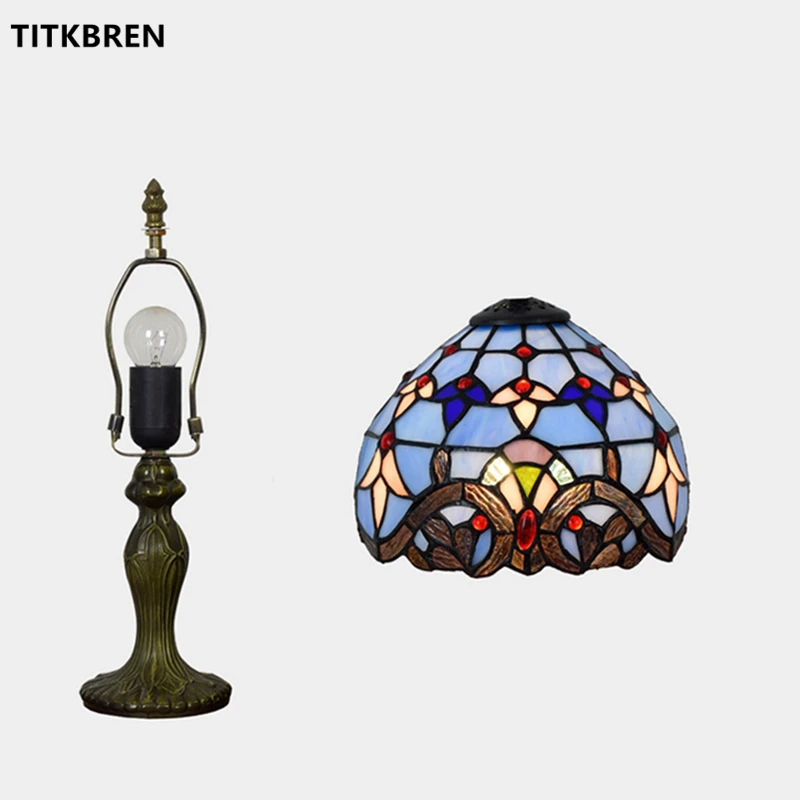 Tiffany Stained Glass Table Lamps Creative Baroque Mediterranean Rose Sun Flower Morning Glory Shade Bedroom Beautiful Lighting