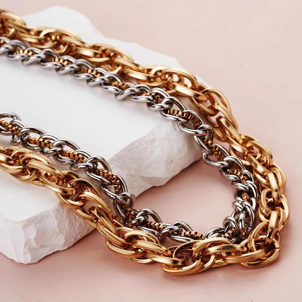 

Rope Chain Necklace Men 2024 Classic New Handmade Stainless Steel Twisted Link Chain gold Necklace For Men Jewelry Gift