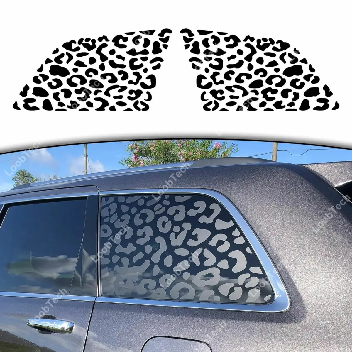 Pre-cut Leopard Cheetah Print Window Decals For Jeep Grand Cherokee 2011-2021 2Pcs Matte Black Window Trim Stickers