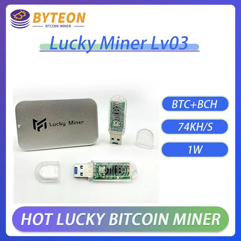 

Usb btc соло-майнер Lucky miner LV03 nerdminer V3 Биткойн-майнер 1 Вт дисплей she-256 asic ship mini USB 74KH/S btc USB-майнер
