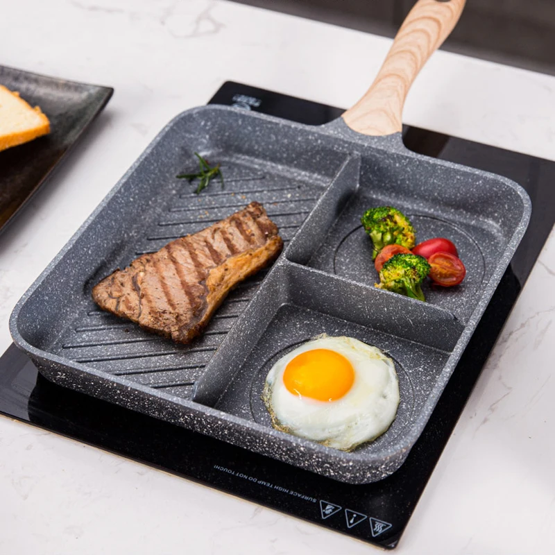 Maifan Stone Omelette Pan Baking Pan Cooking Multi-Function Three-in-One Breakfast Pot Steak Non-Stick Cooking Cookware Wok Pan