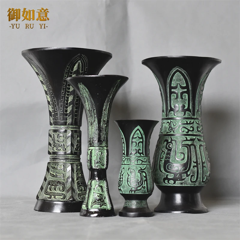 

Bronze ware, Tian Gu, Hua Gu, Hua Hua Hua Hua, wine vessel, retro home decoration, tabletop Chinese style Han wedding props