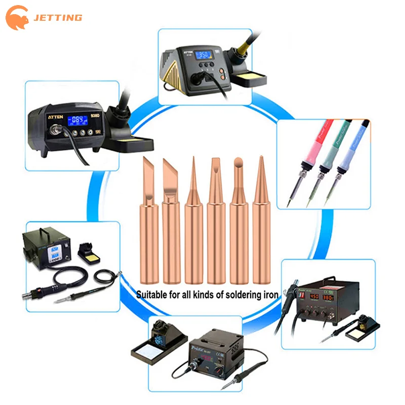 5pcs 900M-T-B Soldeer Zuiver Koper Ijzer Tips Set Solderen Tip Lasapparatuur Accessoires Rework Station Laskop