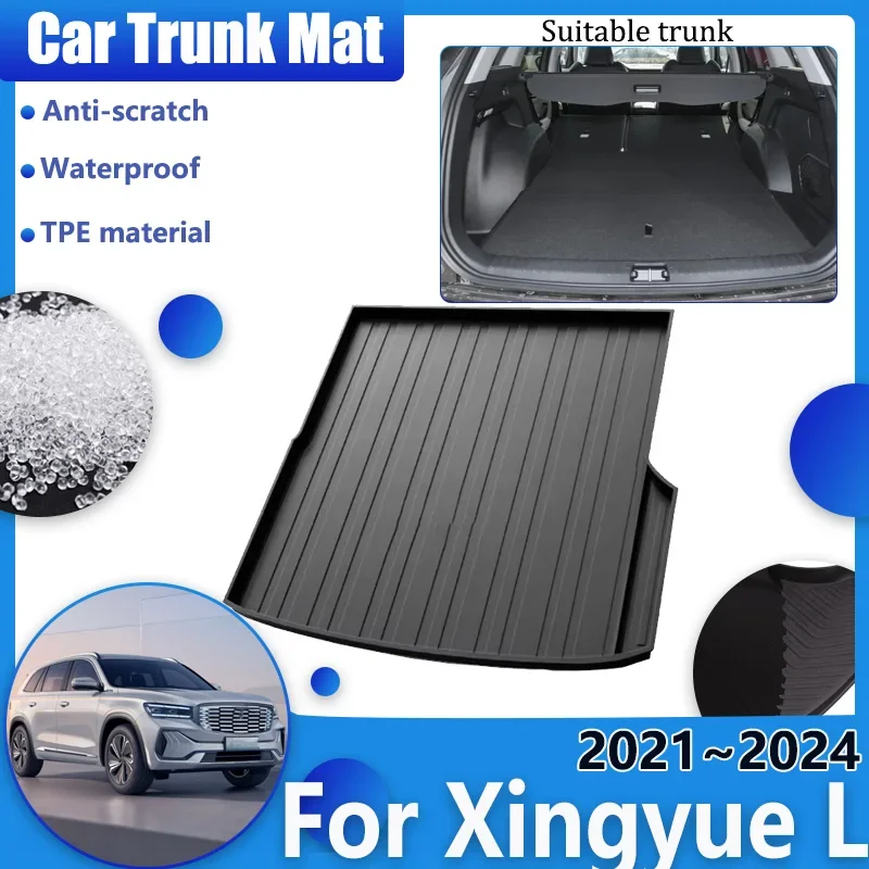 

Car Trunk Mat for Geely Monjaro KX11 2021~2024 Xingyue L Waterproof Carpet Anti-scratch Liner Cushion TPE Storage Pad Accesories