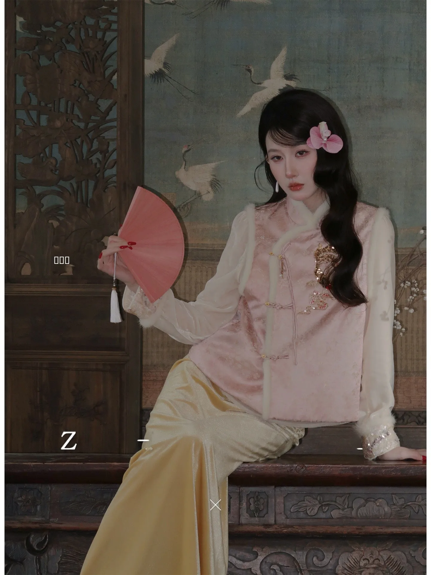 

Новый китайский шерстяной жилет и бархатная юбка с вышивкой, хлопковые, с золотым напылением, полной длины, от Wu Yan He