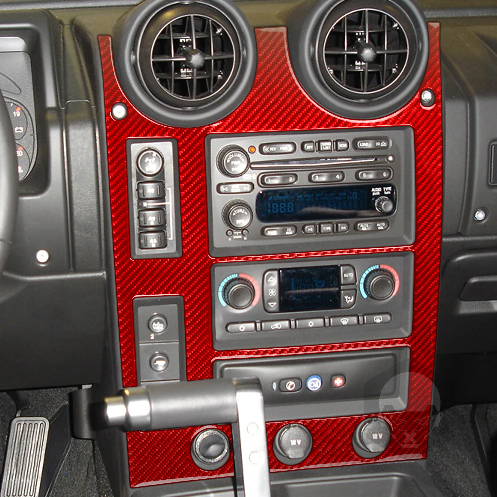 Middenconsole Radio Cd Bedieningspaneel Koolstofvezel Sticker Voor Hummer 2003-2007 Auto Interieur Decoratieve Accessoires