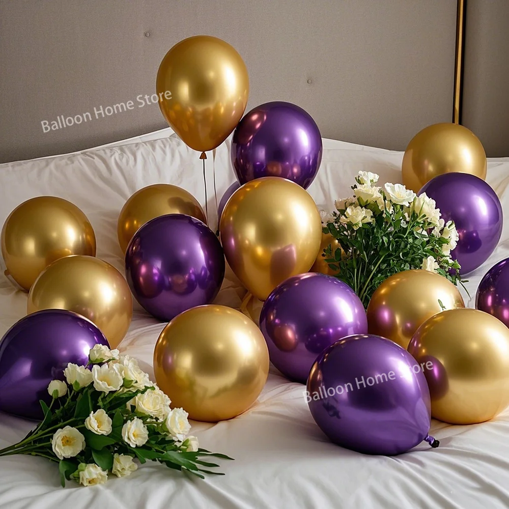 

50/100pcs Metallic Balloons Birthday Party Baby Shower Gender Reveal Graduation Wedding Decoration Chrome Purple Gold Ballon