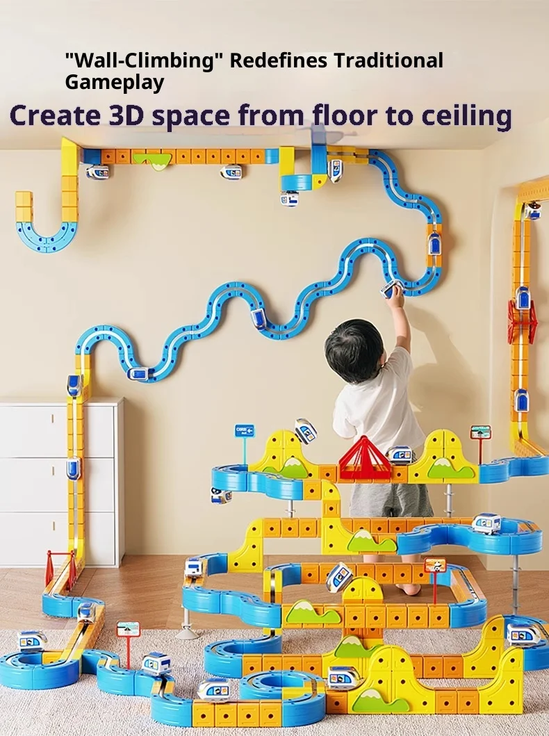 BEIJESS STEM Montessori jouet train de piste magnétique électrique pour enfants-pistes de bricolage, ensemble d'apprentissage du développement du cerveau cadeau de noël