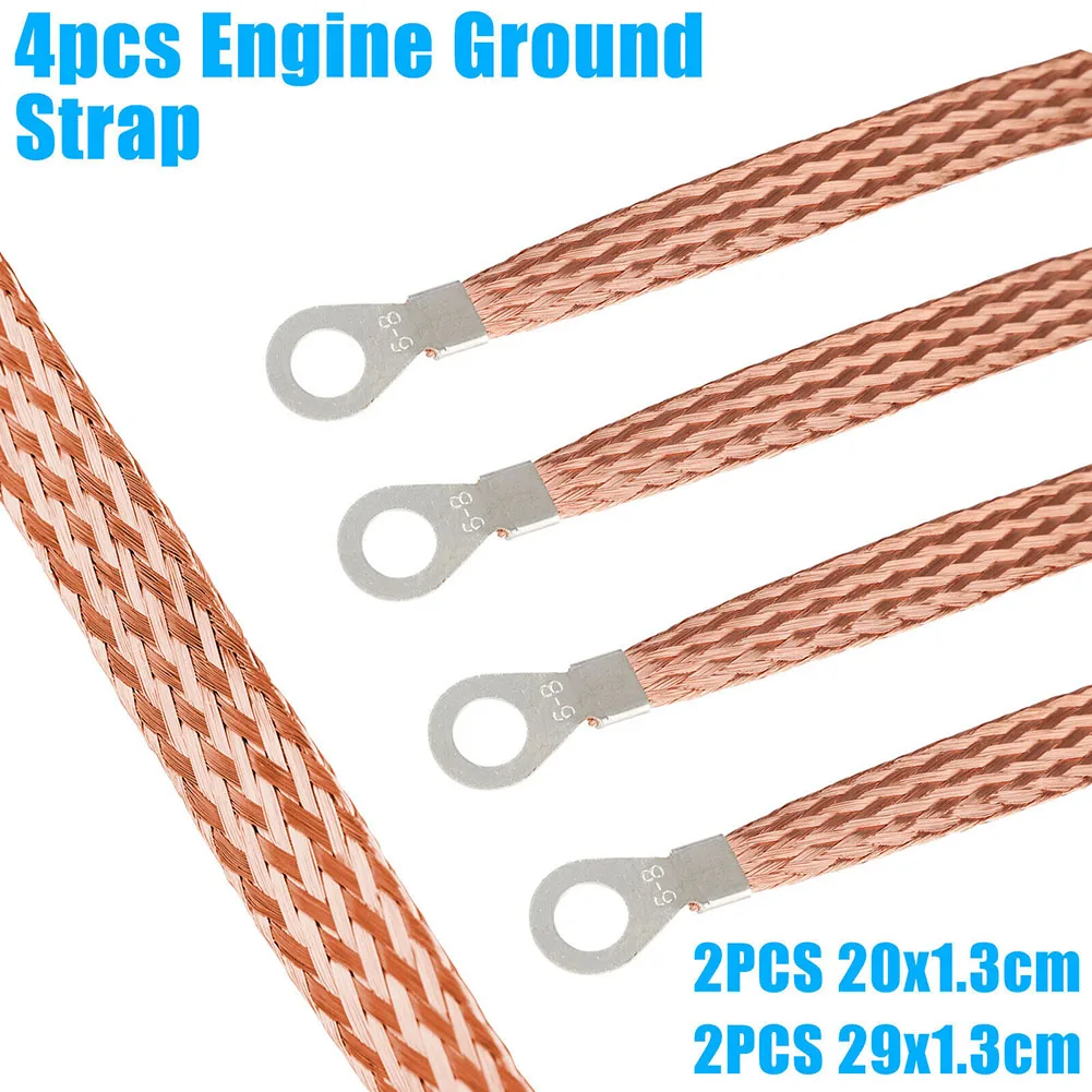 

4pcs Car Engine Ground Strap Copper Cable Kit Auto Truck Body Frame Battery Modification Line Grounding Wire