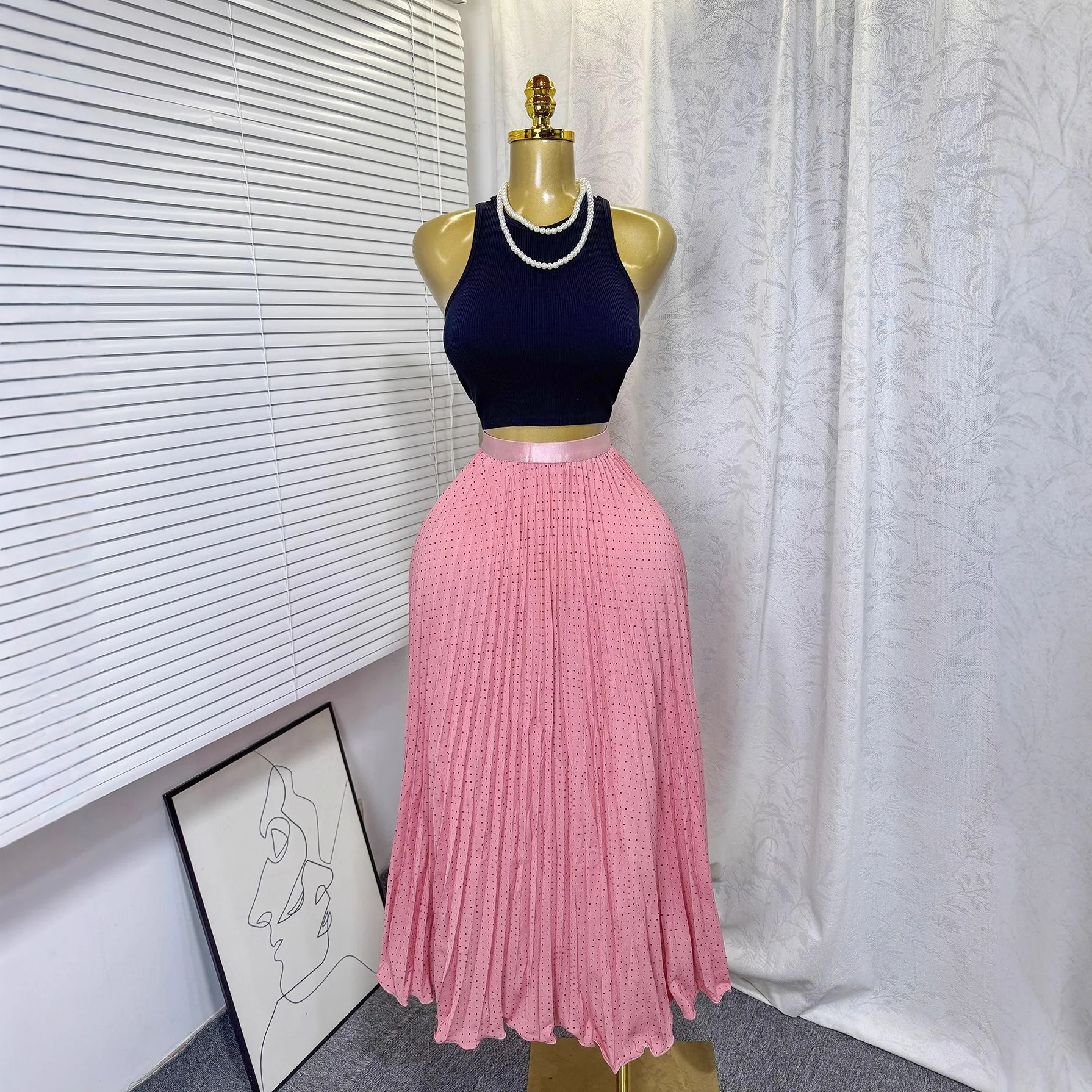 Pleated Skirts Women Long Skirt A Line Floral Print Sweet Elegant Y2k Streetwear Work Casual Beach High Waist Vacation Summer