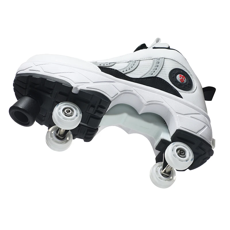 New Cool style Popular PVC Kids Roller Shoes Professional Outdoor Sneakers Kick Out with 4 wheels Unisex Skate Roller Shoes