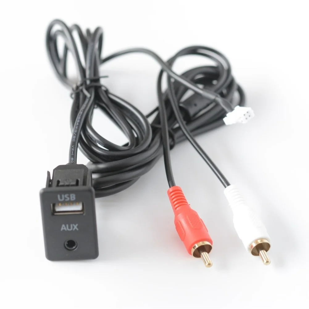USB and Audio Interface Panel for Car Navigation Upgrade 4P Connector Replacement Cable Black ABS Material 150CM