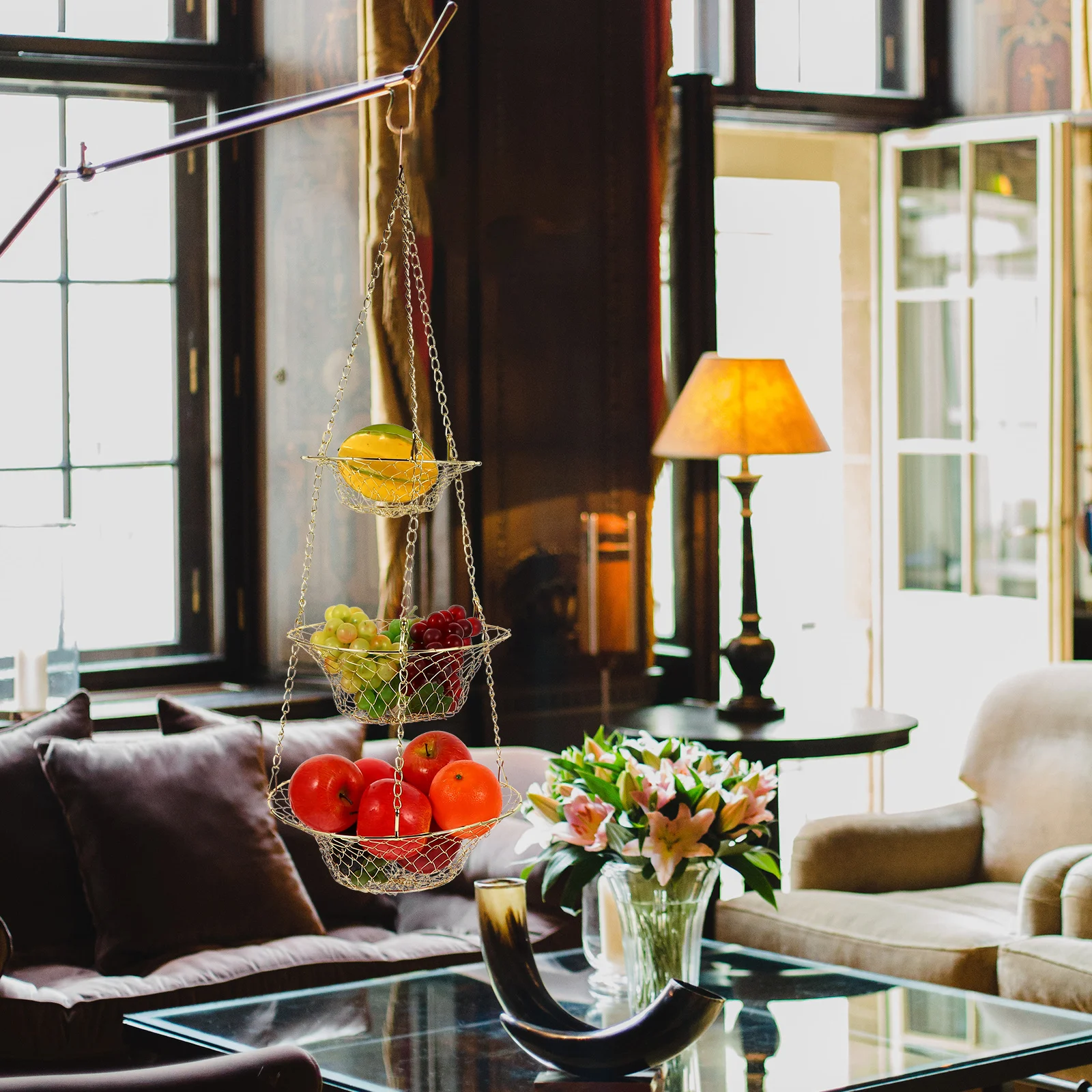 

1 set 3-Tier Hanging Iron Wire Storage Rack Kitchen Organizer Drain For Vegetables Fruit Display Basket Hanging Baskets Wire