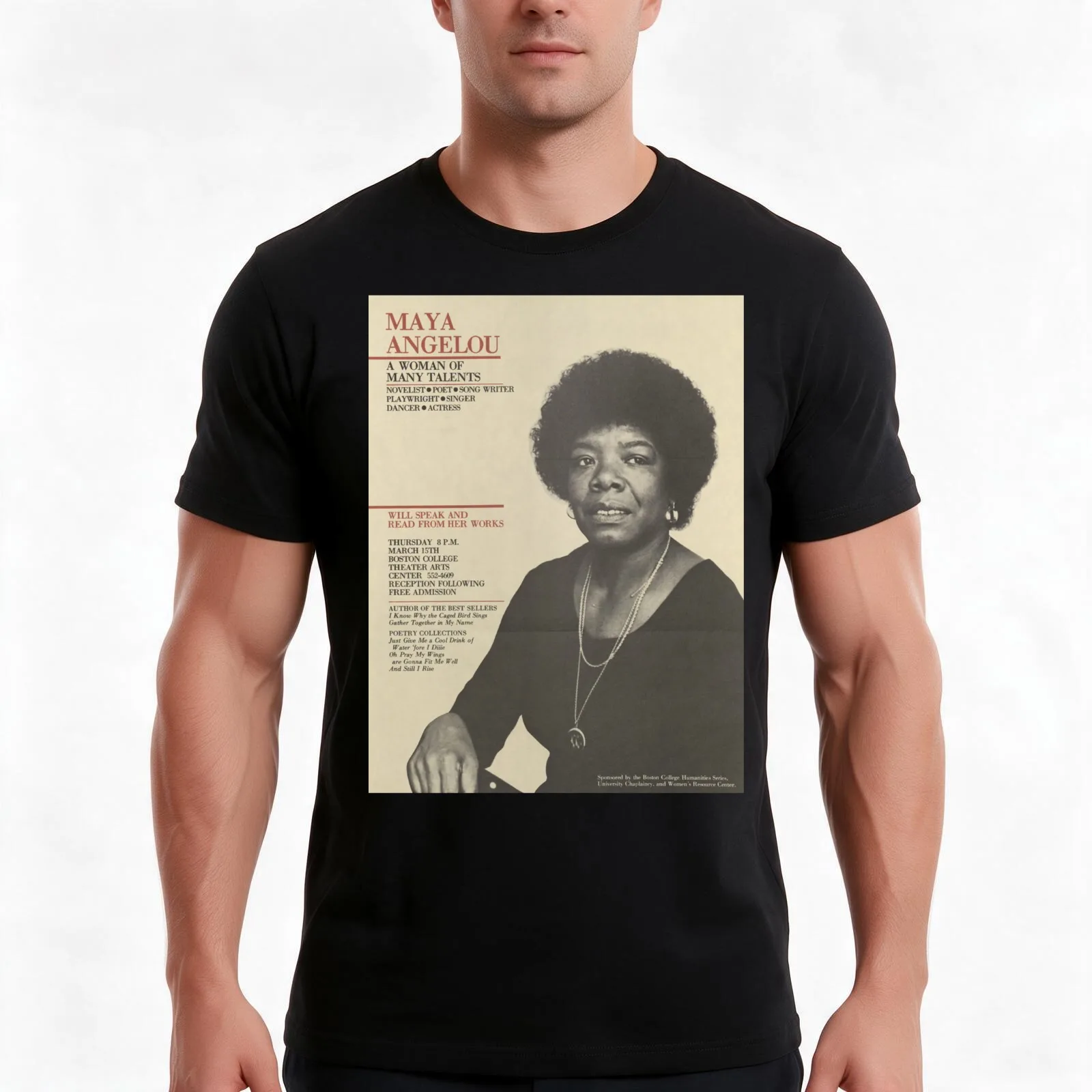 Maya Angelou poster T-Shirt, Summer Casual Cotton Tee, Oversized Streetwear Tops, Vintage Graphic Print, Loose Fit Short Sleeve