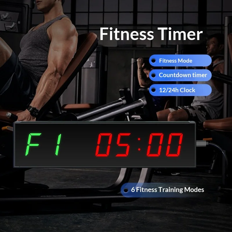 1.5 inch 6-digit LED Fitness Timer, Positive Countdown Boxing Training Interval Time Setting