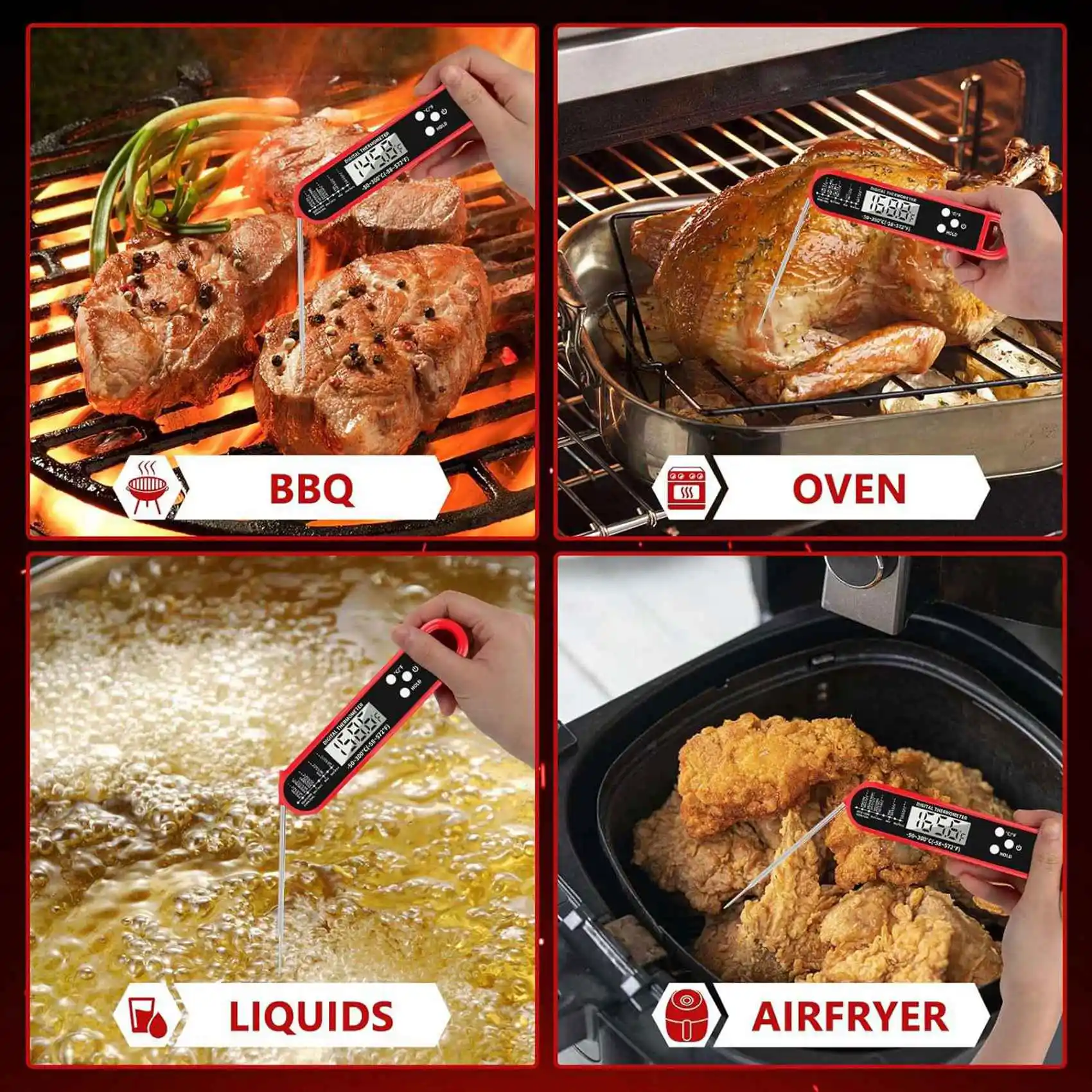 2025 Trend 2X Digital Meat Thermometer For Cooking Kitchen Food Instant Thermometer With Backlight For BBQ Grill Smoker Thermome