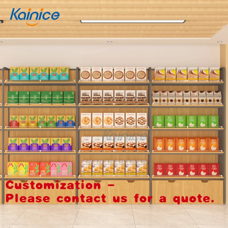 

Customize.Kainice Customized Retail Shop Chocolate Display Rack Steel and Wooden Bread Supermarket Shelves Grocery Retail St