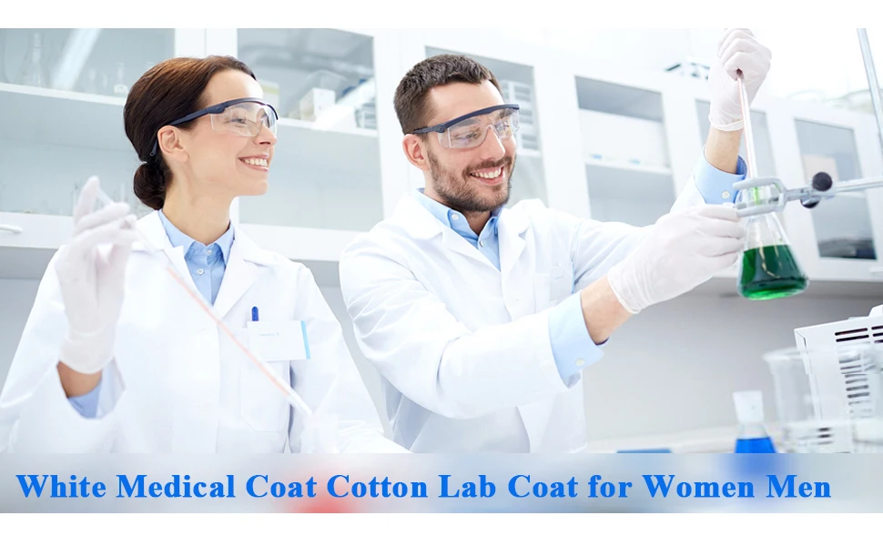 Bata Laboratorio Mujer Hombre Bata Blanca Laboratorio Algodón Bata Enfermera Mujer Bata Medico Manga Larga Doctora Disfr