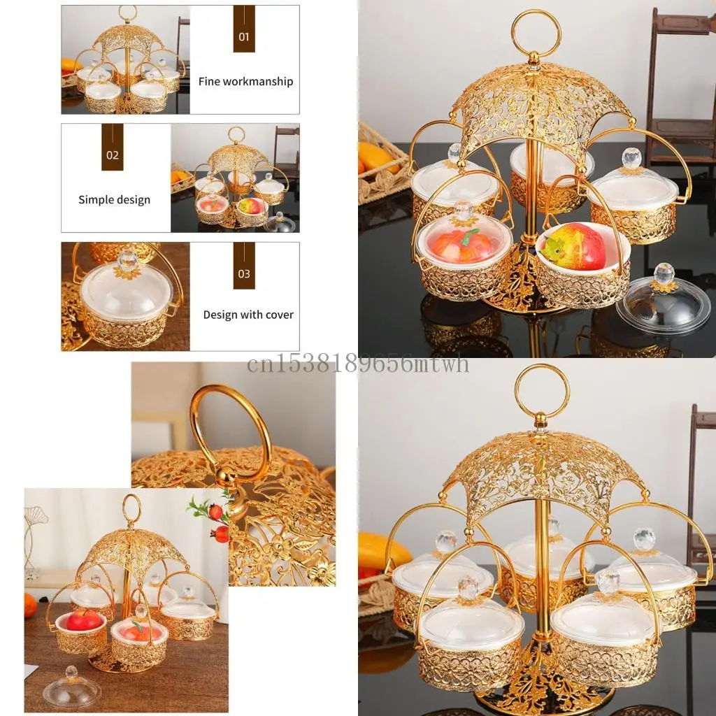 

Elegant European Metal Fruit Tray With Divided Compartments And Sealed Cover B03D