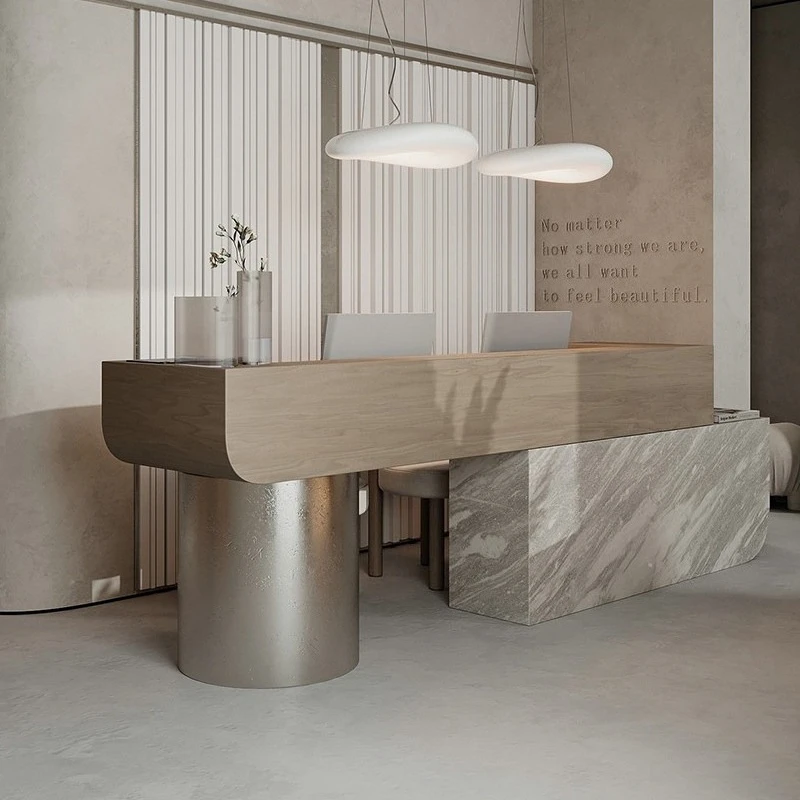 ec-Italian minimalist reception desk high-end elegant clothing store reception counter modern business balcão furniture-