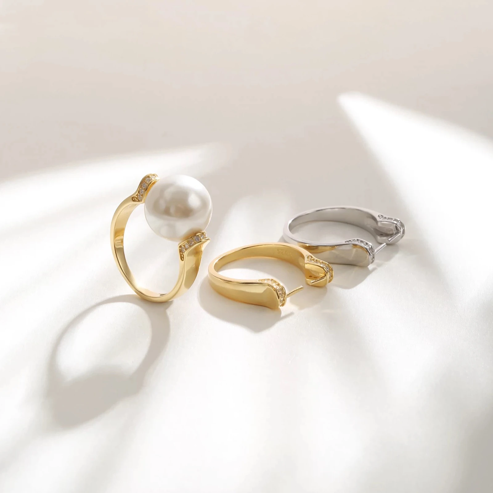 925 Sterling Silver Pearl Ring Base Blank Fit Settings Half Drilled Hole Round Beads DIY Ring Charm Jewelry Making Accessory