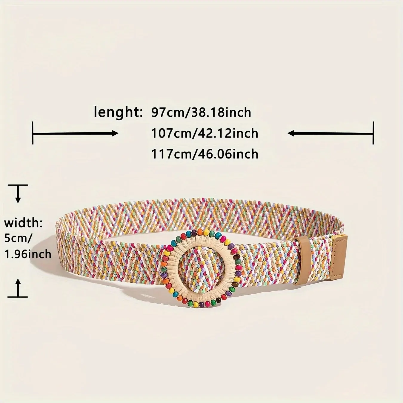 Women Boho Colorful Trendy Straw Belt Trendy Round Buckle Wide Belts Classic Summer Beach Waistband For Women Girls