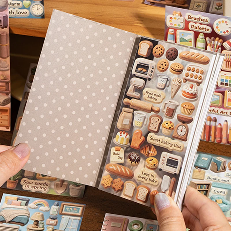 20 sheets/book of simulation life small items stickers, warm and fun handmade account scrapbook, DIY decoration collage