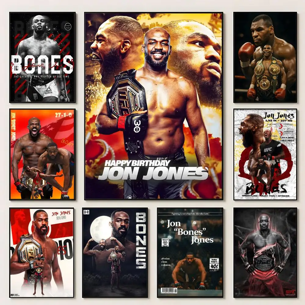 Athlete Jon Jones Poster Self‑Adhesive Waterproof PP Poster Coffee House Bar Wall Art Sticker Room Home Decor