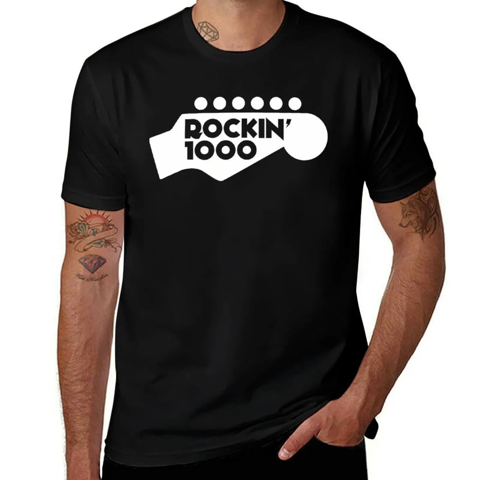 

Rockin'1000 White Logo Original T-Shirt cute tops shirts graphic tee t shirts for men cotton