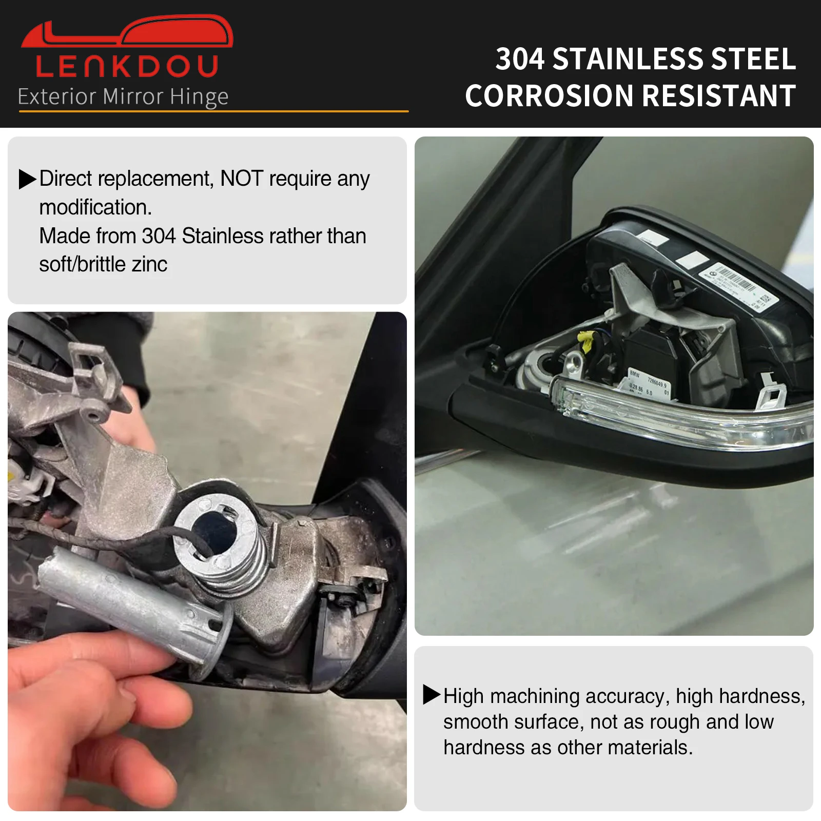 Motorcycle Silvery Exterior Mirror Hinge Pivot Fix 233640010 For BMW X1 E84 X3 F25 Moto Accessories Stainless Steel